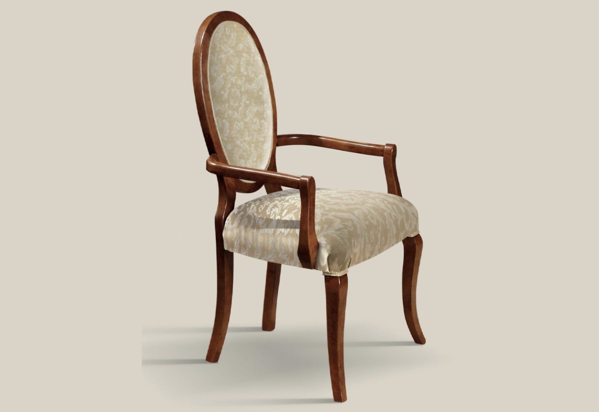Silla con brazos tapizada en damasco para salón de banquetes y eventos