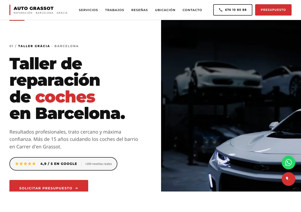 Web bilingüe del taller Auto Reparació Grassot con sistema de cita previa
