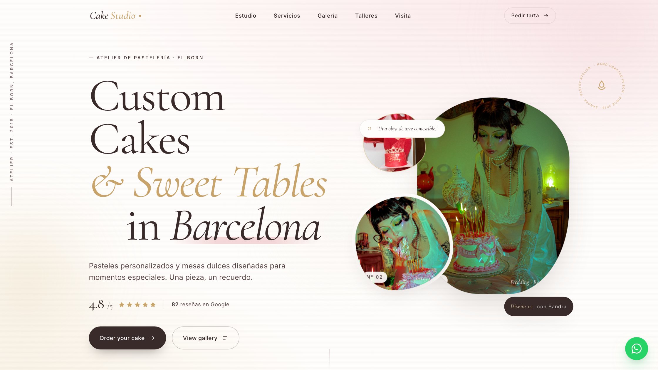 Web de Cake Studio Barcelona, tartas de autor y mesas dulces en El Born