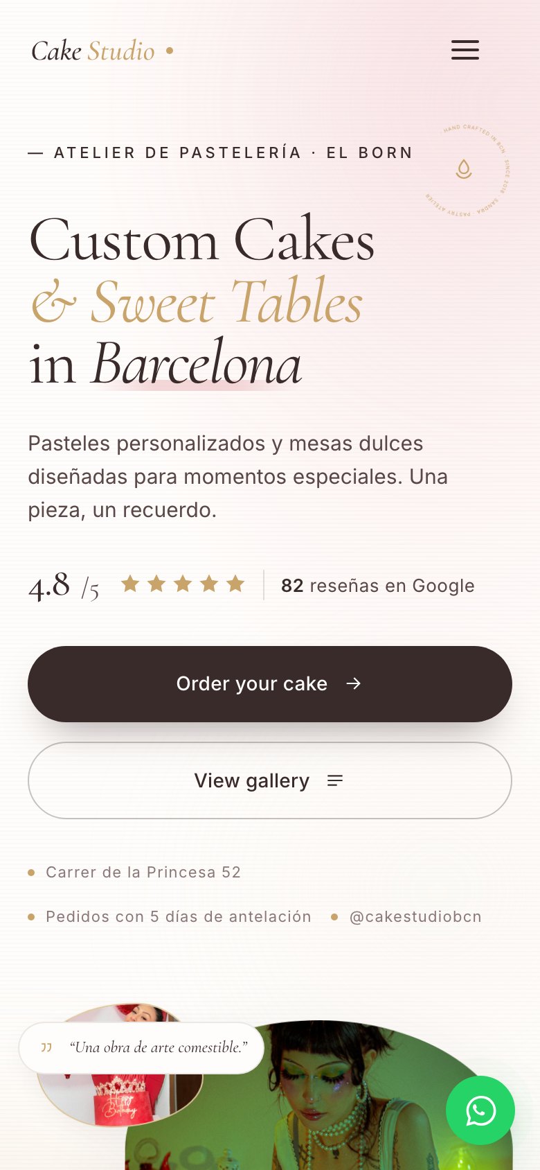 Cake Studio en móvil