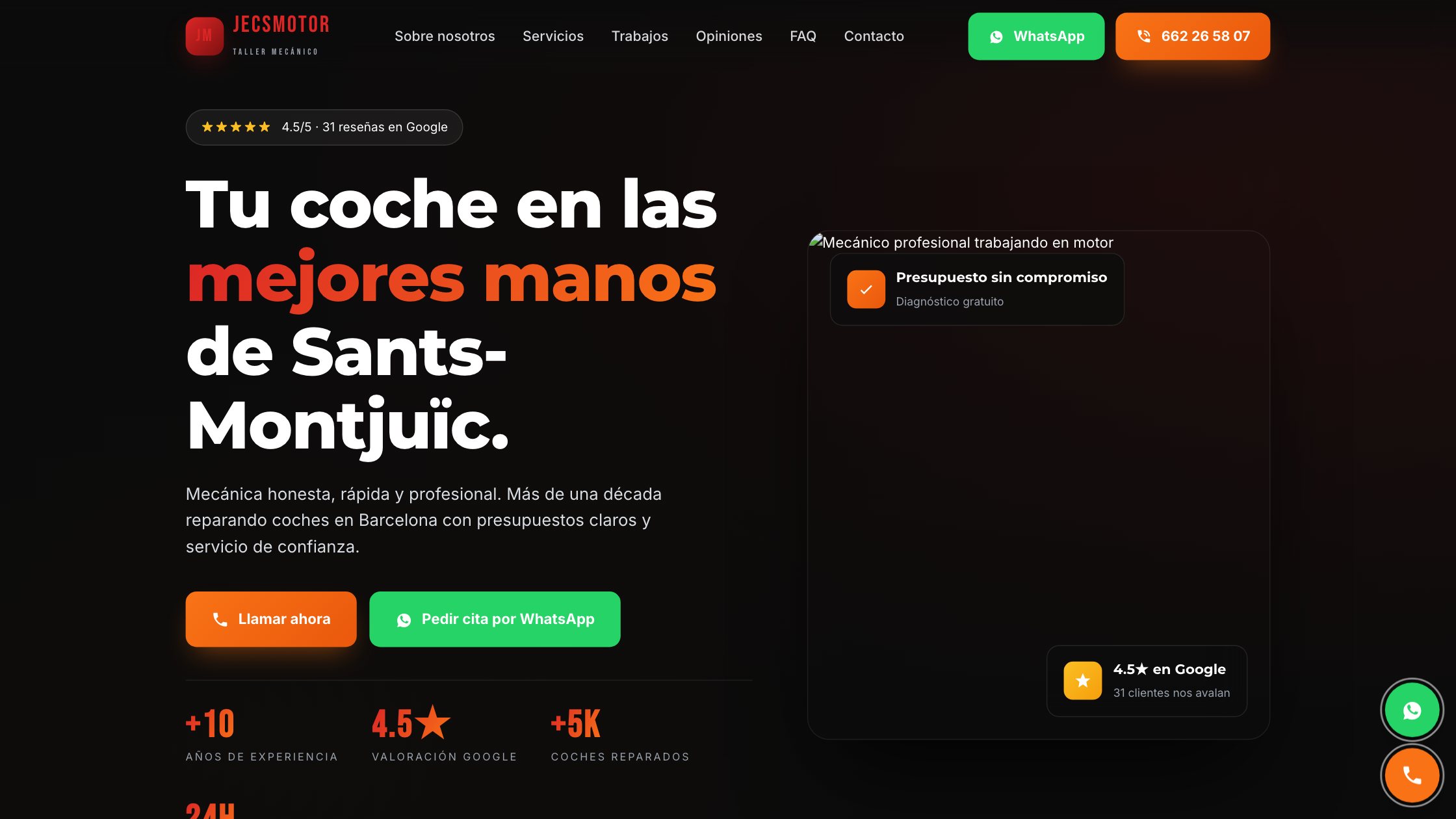 Web del taller mecánico JECSMOTOR en Sants-Montjuïc, Barcelona