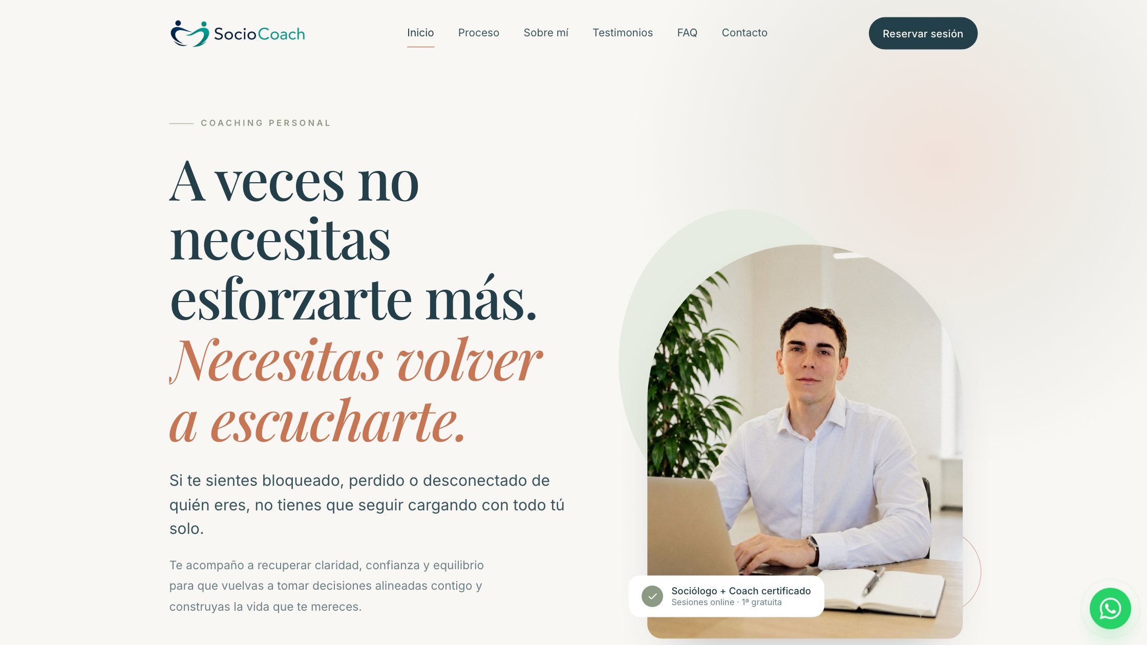 Web de SocioCoach, coaching personal con Xavier