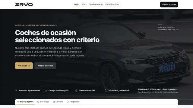 Portada de la web de Ervo