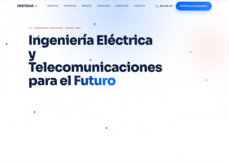 Web de INSTAVA, ingeniería eléctrica y de telecomunicaciones con SEO en Barcelona