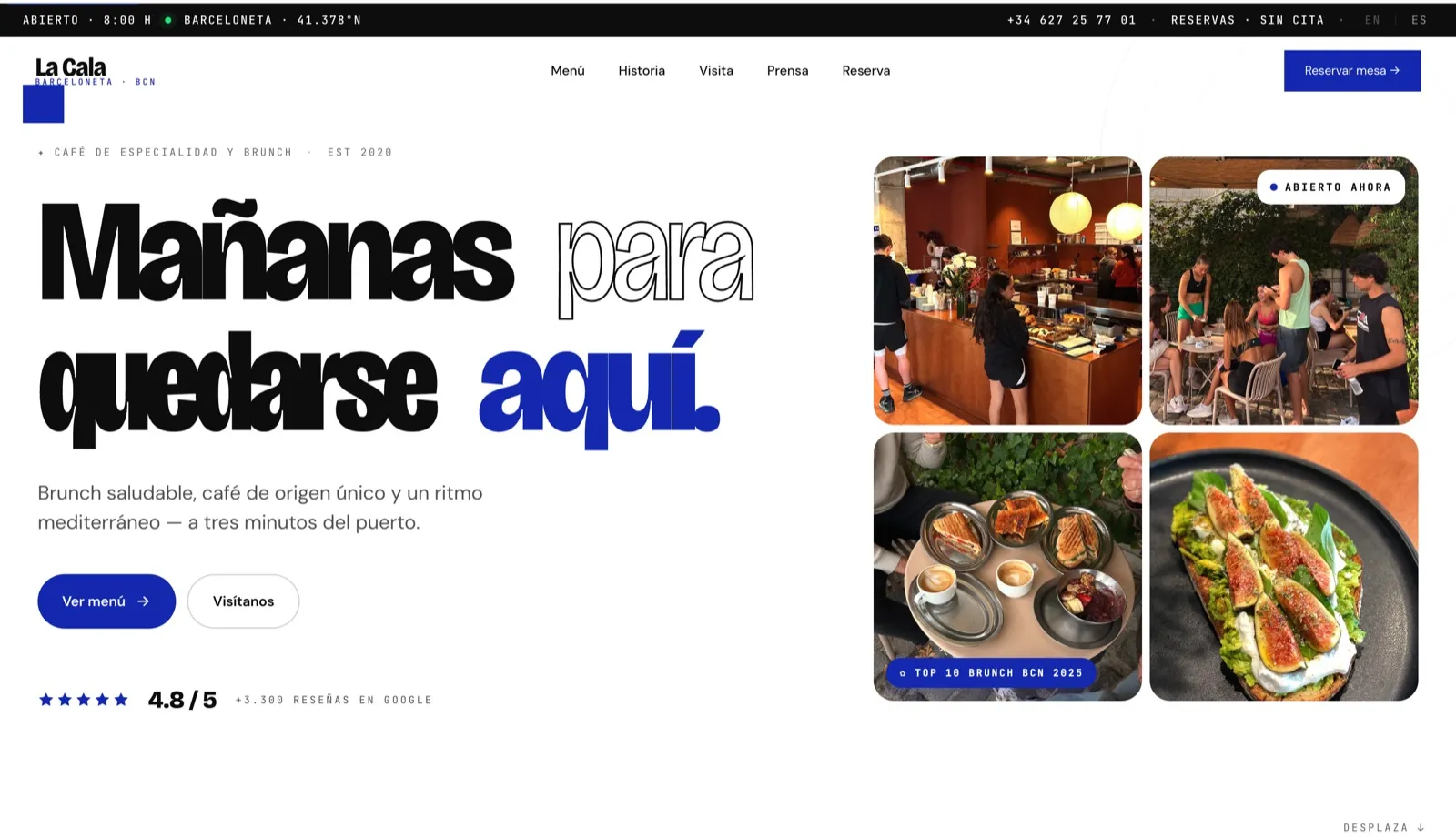 Web de la marisquería La Cala Barceloneta, diseñada por WebsBarcelona
