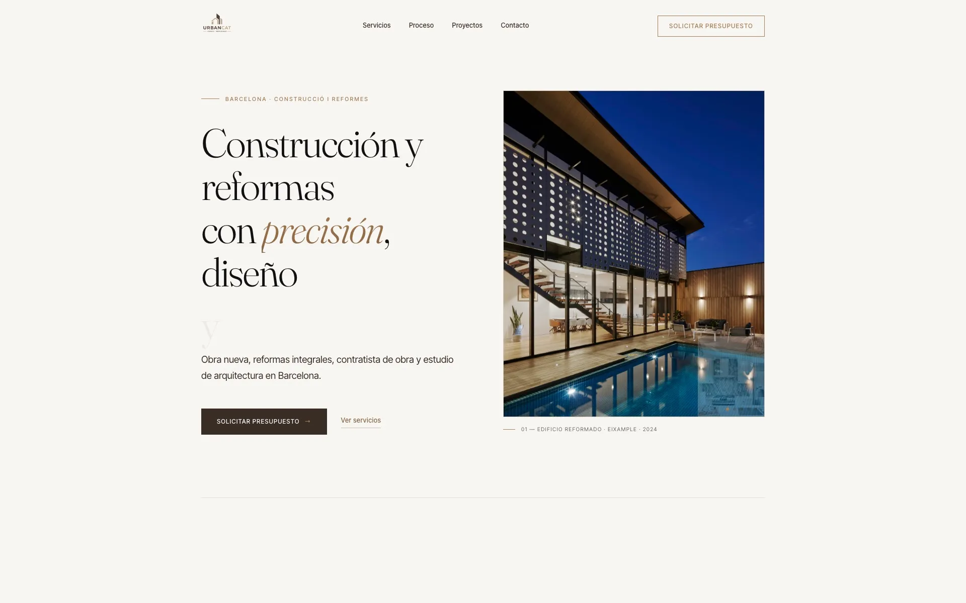 Web corporativa de URBANCAT, empresa de reformas y construcción en Barcelona