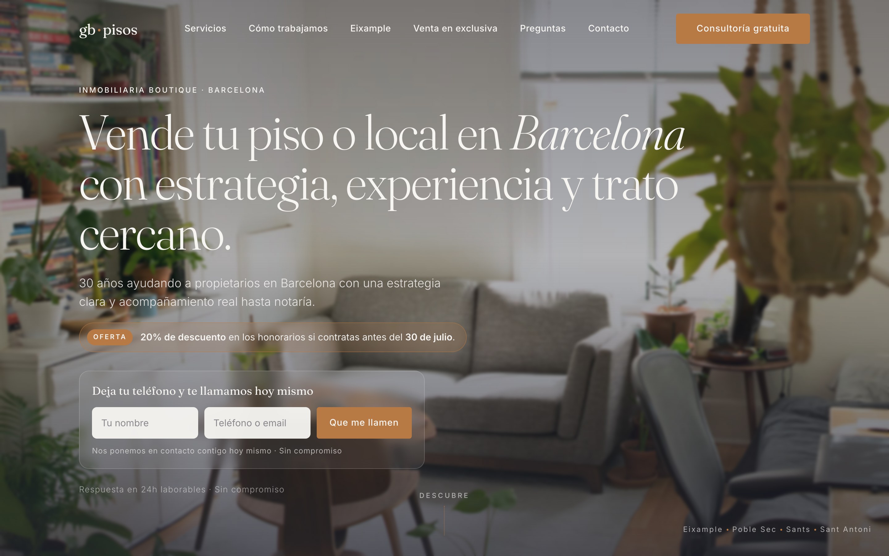 Landing page inmobiliaria en Barcelona optimizada para captar leads
