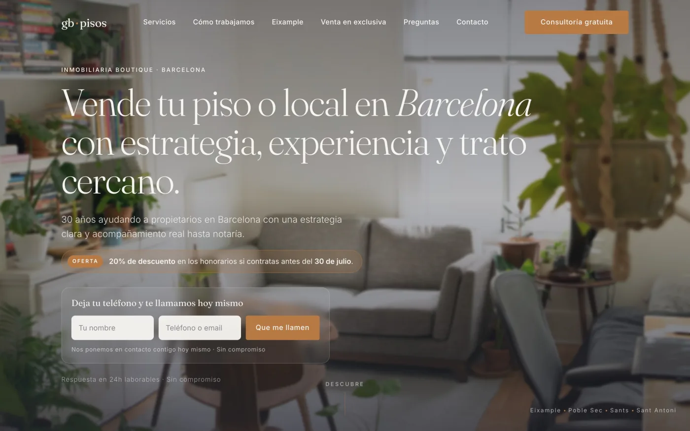 Landing page inmobiliaria en Barcelona optimizada para captar leads