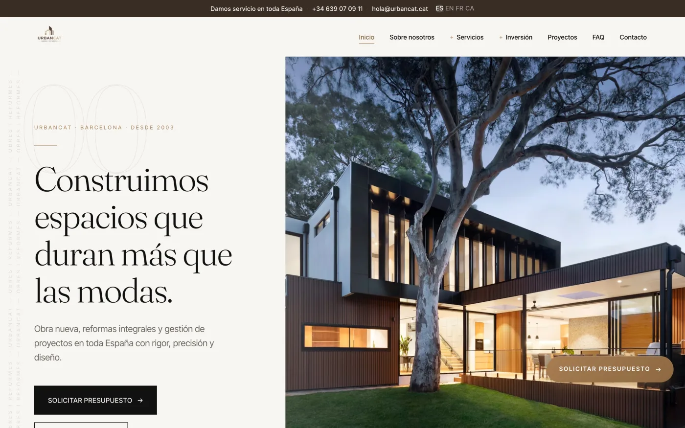 Landing page para empresa de reformas en Barcelona