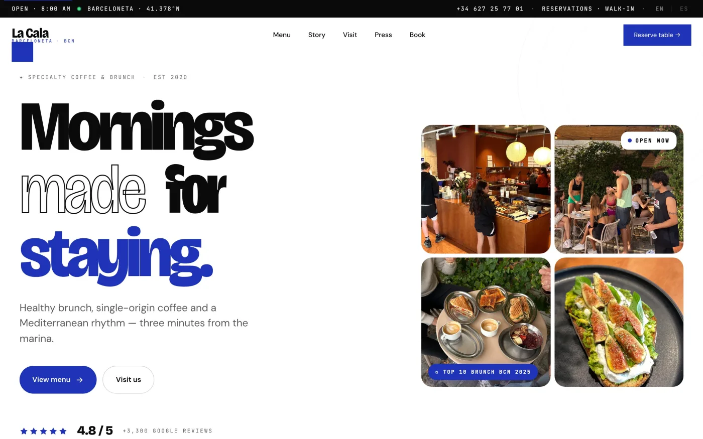 Landing page para restaurante en Barcelona diseñada por WebsBarcelona