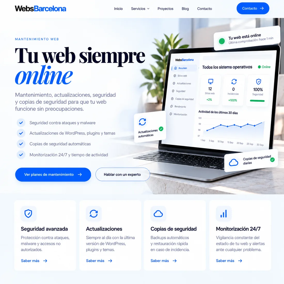 Seguridad WordPress: sistemas operativos, copias de seguridad y monitorización 24/7