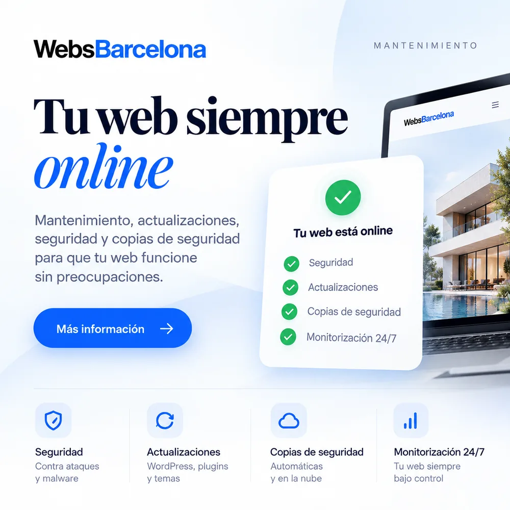 Mantenimiento web WordPress: seguridad, actualizaciones, copias de seguridad y monitorización 24/7 para que tu web esté siempre online