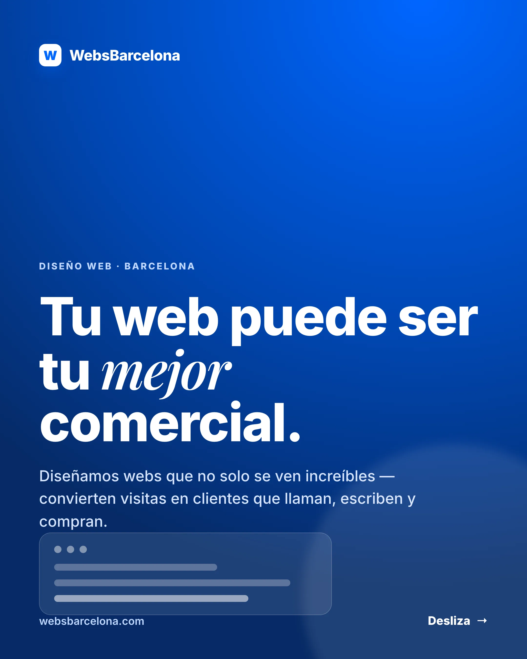 Portada de un carrusel de Instagram publicado por WebsBarcelona sobre diseño web